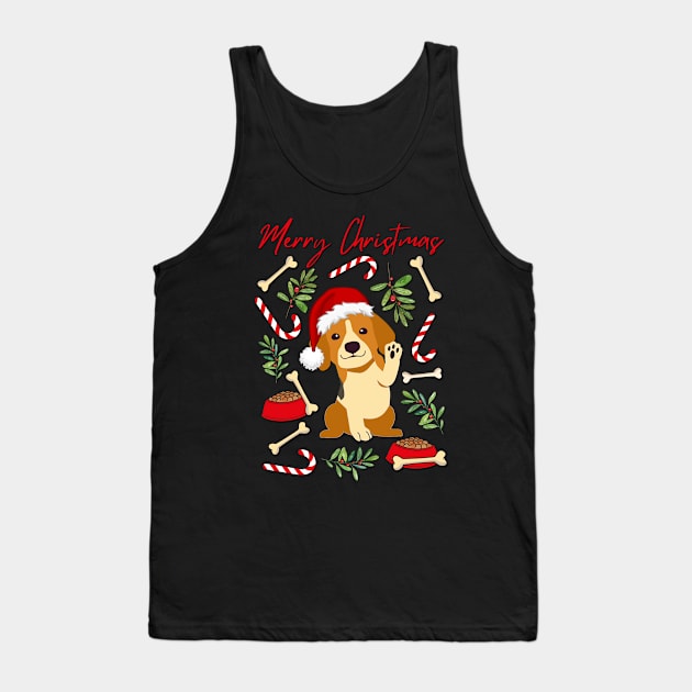 Merry Christmas cute dog Seasons Greetings Tis The Season To Be Jolly Cutest puppy Tank Top by BoogieCreates